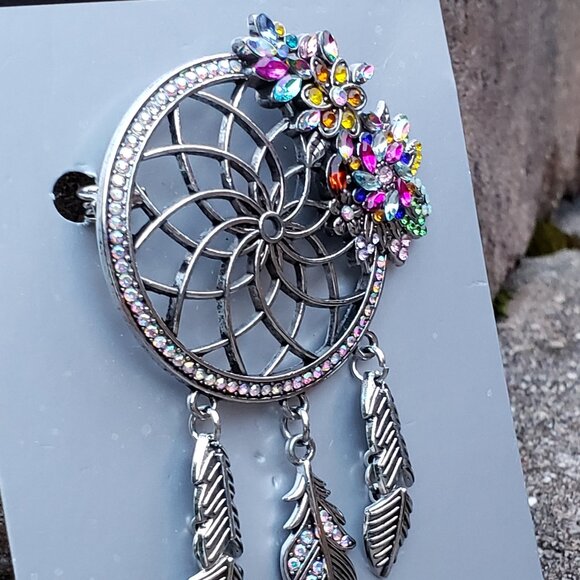 Dream Catcher Brooch with Rhinestones - Picture 6 of 10
